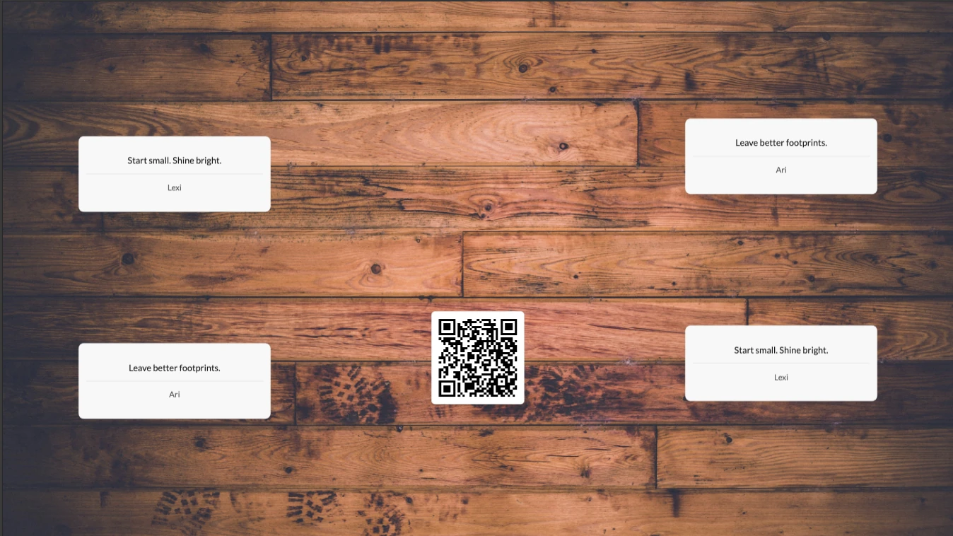 Interactive Post-It Wall displaying live participant messages on screen at corporate event Singapore