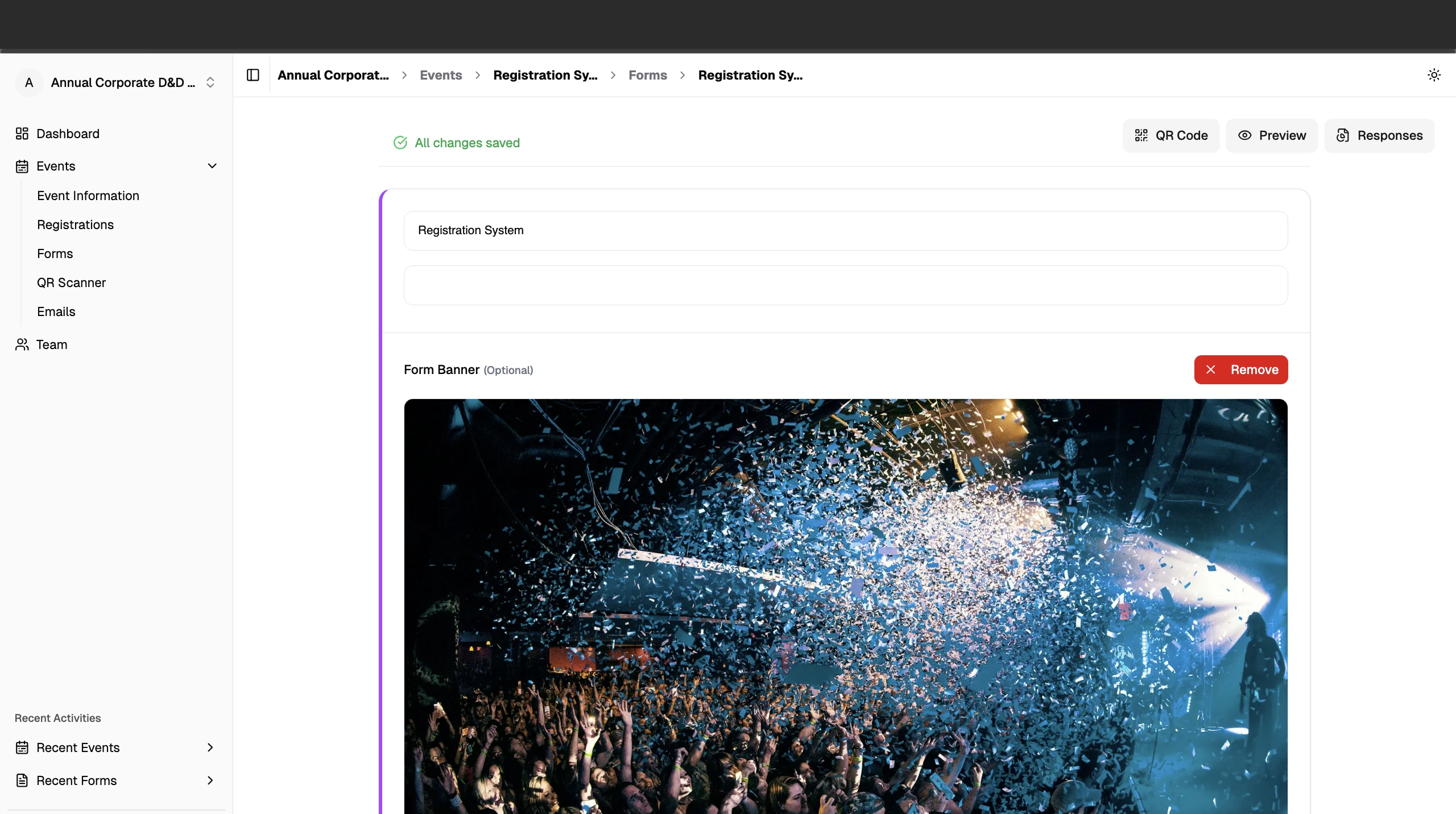 Event registration form builder with drag-and-drop fields — Get Out Events Singapore