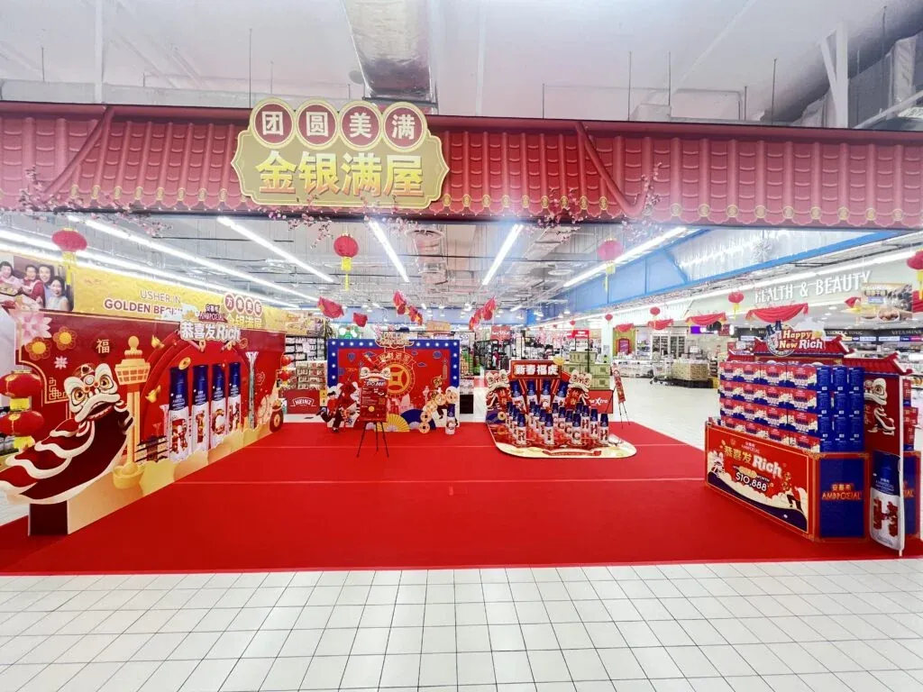 Brand activation booth setup at corporate product launch Singapore